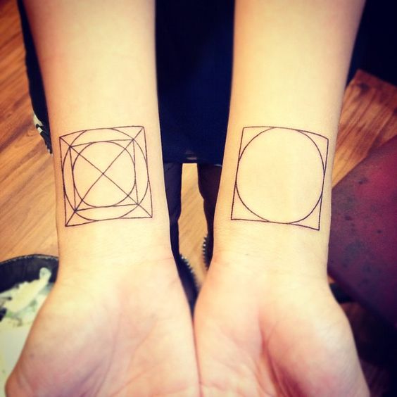 Square Tattoos On Both Wrists