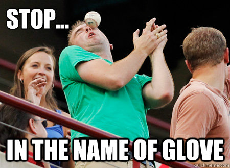 Stop In The Name Of Glove Funny Baseball Meme Picture