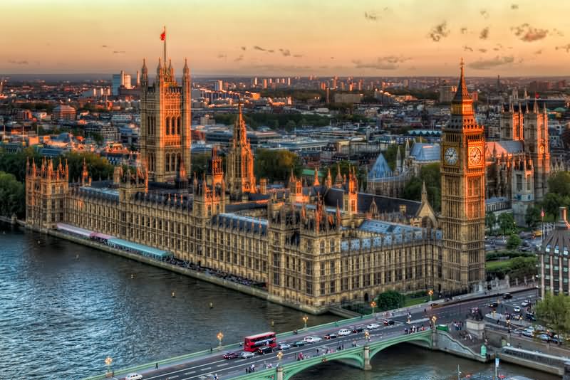 Sunset View Of Westminster Palace From London Eye