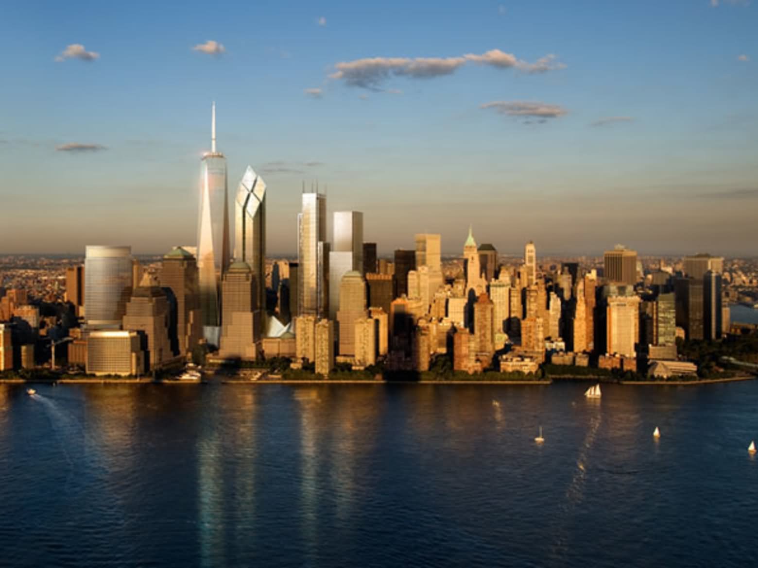 Sunset View Picture Of One World Trade Center And Manhattan City