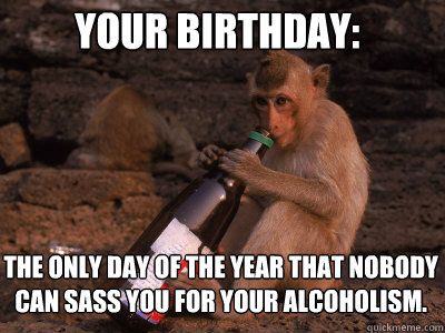 The Only Day Of The Year That Nobody Can Sass You For Your Alcoholism Funny Monkey Meme Picture