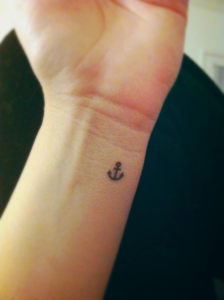 Tiny Anchor Wrist Tattoo