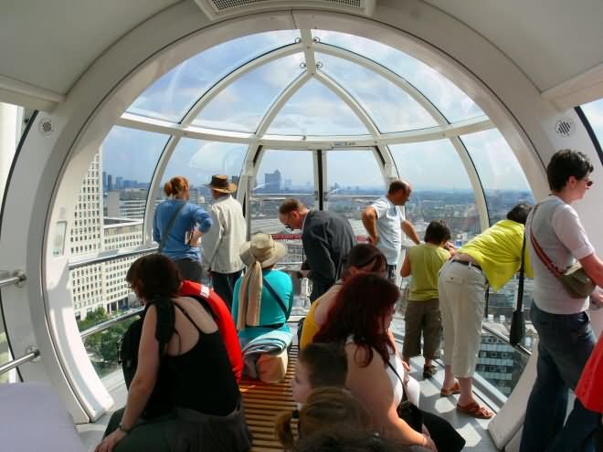 Tourists Inside London Eye Capsule