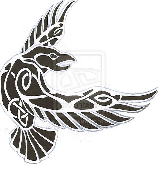 Tribal Norse Raven Tattoo Design Idea