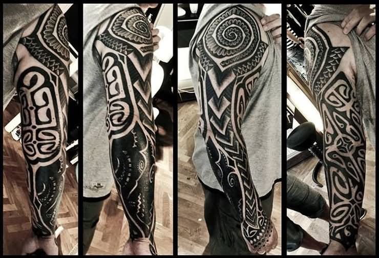 Tribal Scandinavian Tattoo On Sleeve For Men
