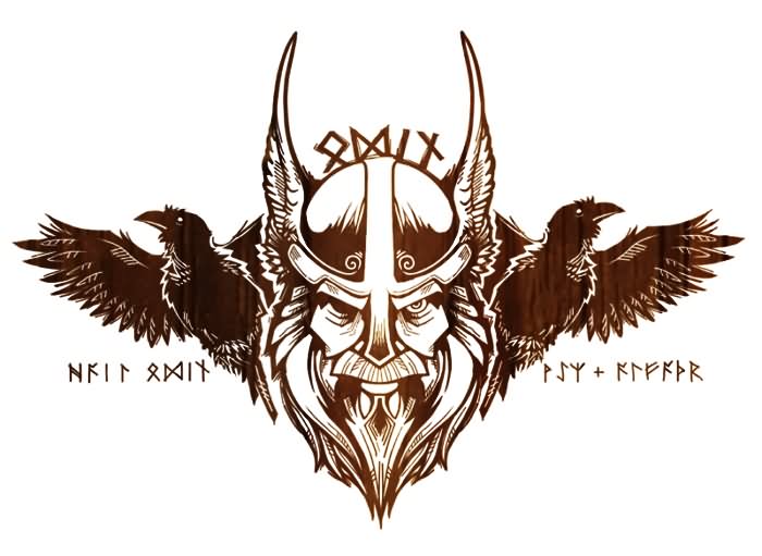 Viking Odin's Raven Tattoo Design