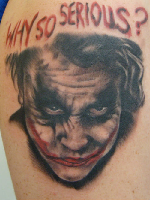 Why So Serious Joker Head Tattoo On Shoulder