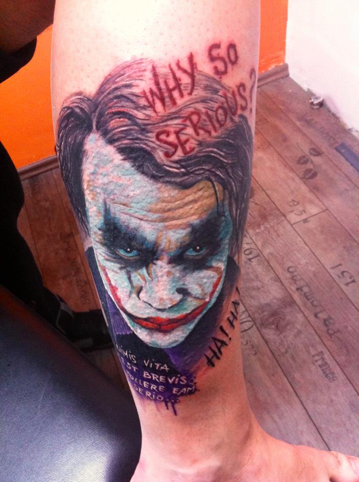 Why So Serious Joker Tattoo On Right Leg