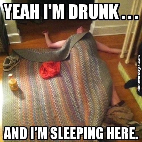 Yeah I Am Drunk And I Am Sleeping Here Funny Meme Picture