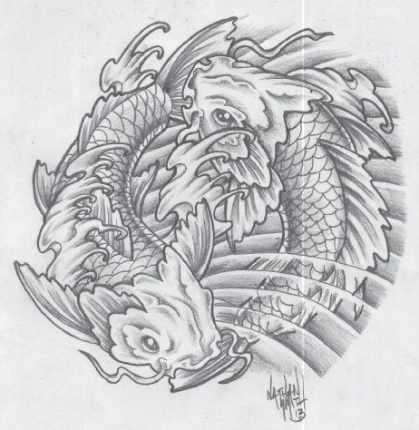 Yin Yang Fish Tattoos Design by Nathan Smith