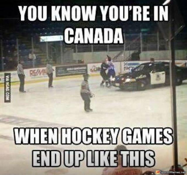 You Know You Are In Canada When Hockey Games End Up Like This Funny Meme Image