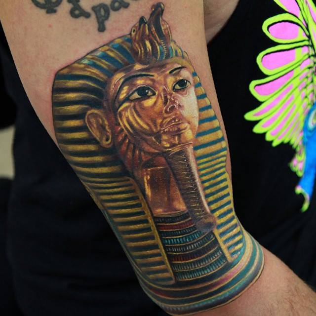 3D Egyptian Tattoo On Half Sleeve by Rich Pineda