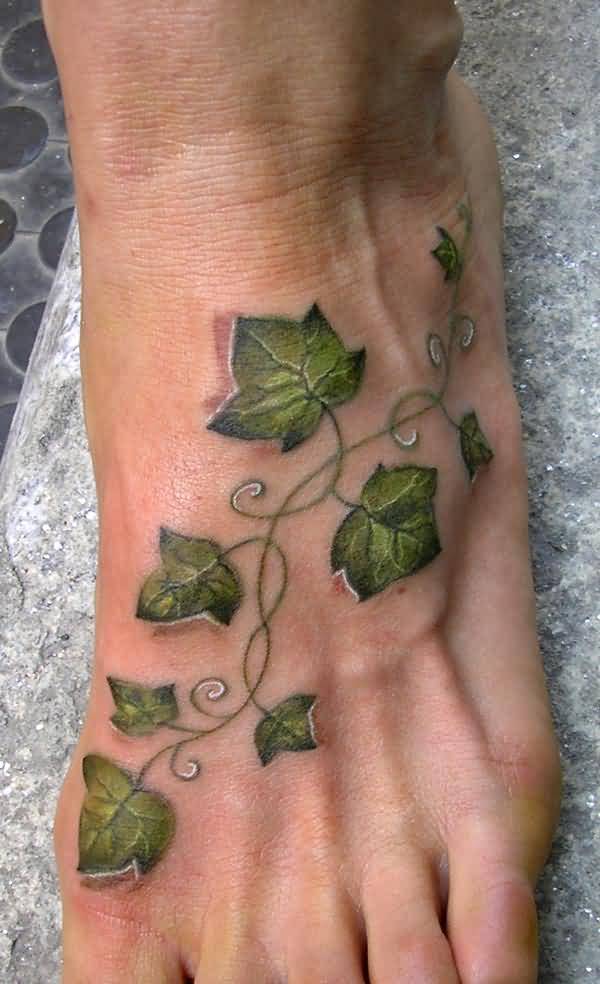 3D Ivy Vine Tattoo On Foot