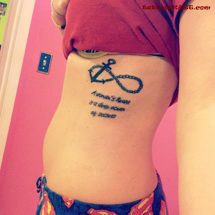 A Woman's Heart Is A Deep Ocean Of Secrets - Country Tattoo On Side Rib