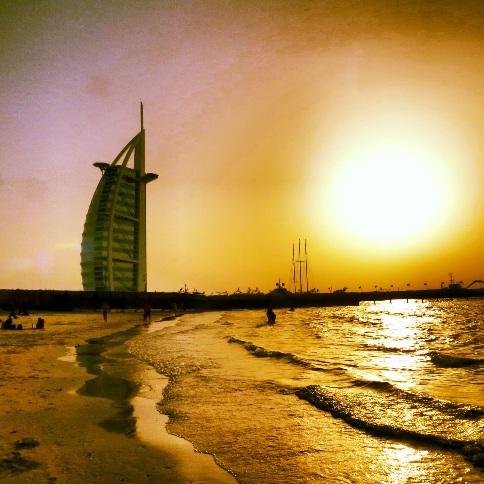 Adorable Sunset View Of The Burj Al Arab During Sunset