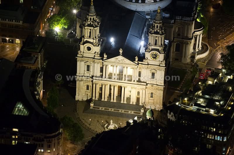 Aerial View Over St Paul's Cathedral At Night