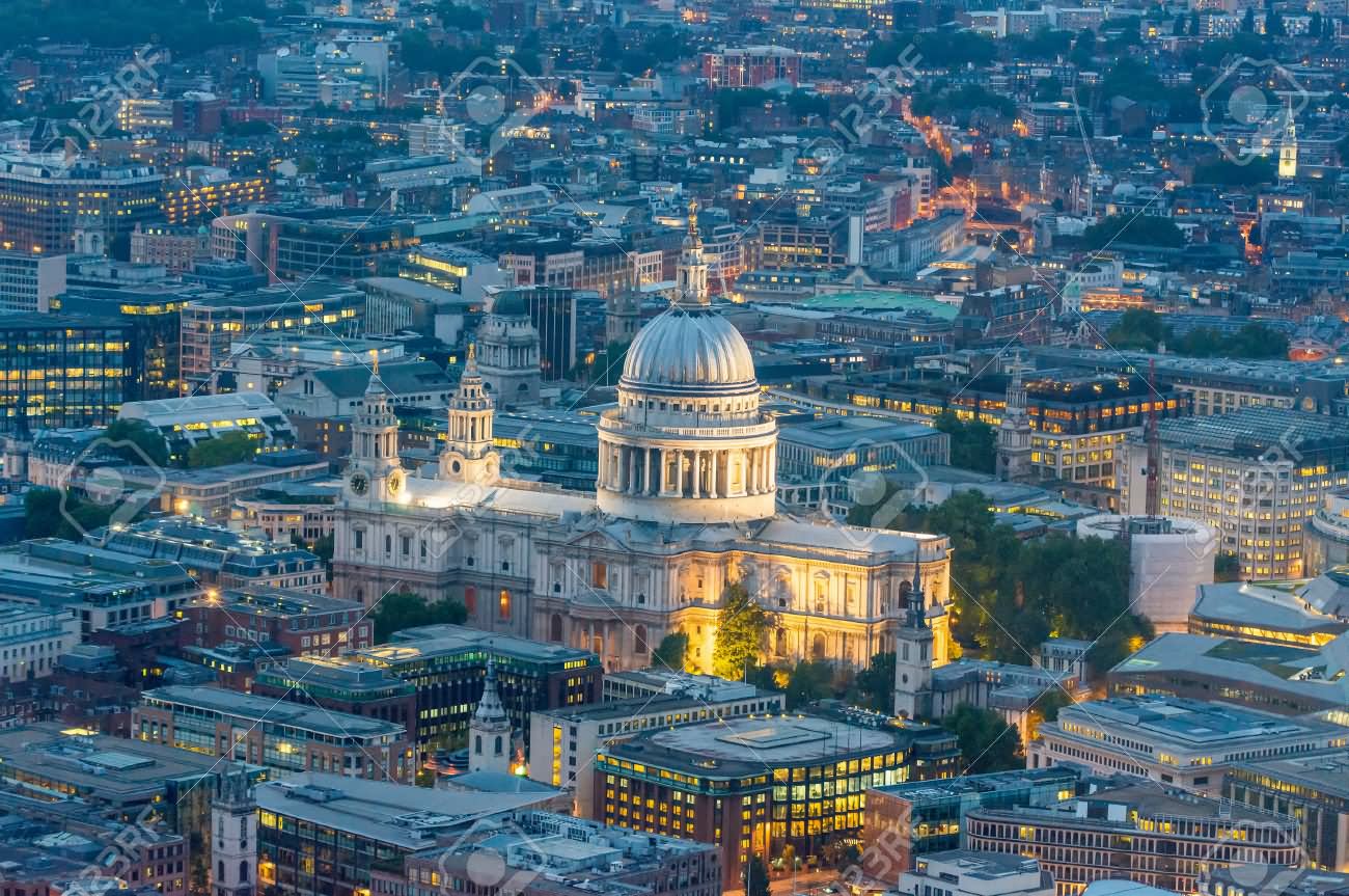 Amazing Aerial Night View Of St Paul's Cathedral
