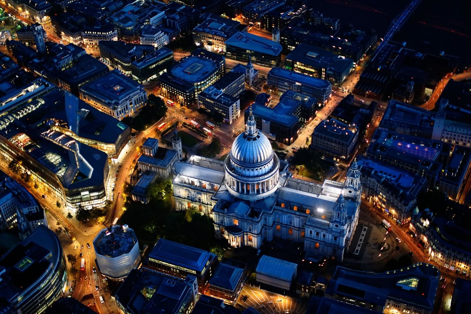 Amazing Aerial View Of St Paul's Cathedral At Night
