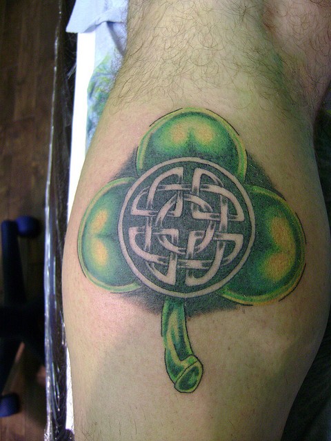 Amazing Back Leg Irish Tattoo