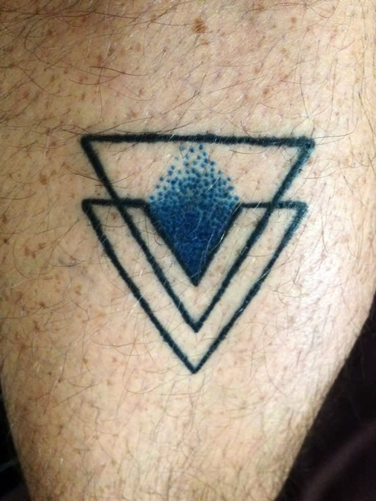 Amazing Black Outline Two Triangle Tattoo Design