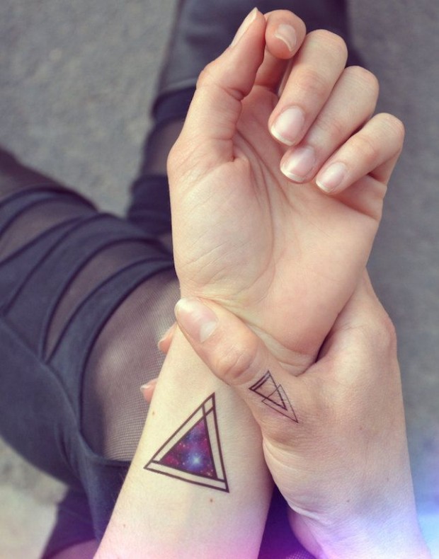 Amazing Triangle Tattoo On Wrist And Thumb