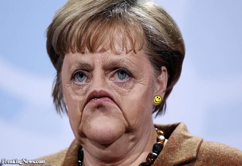 Angela Merkel With Very Funny Sad Face Photoshop Picture
