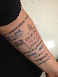Attractive Literary Tattoo On Left Sleeve
