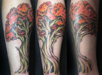 Attractive Tree Tattoo Design For Leg