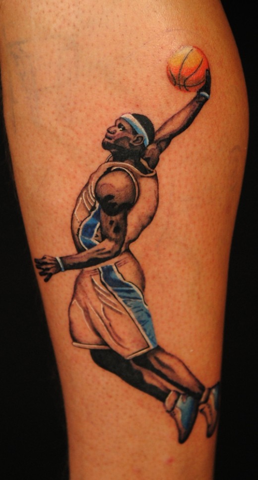 Basketball Player Sports Tattoo On Forearm