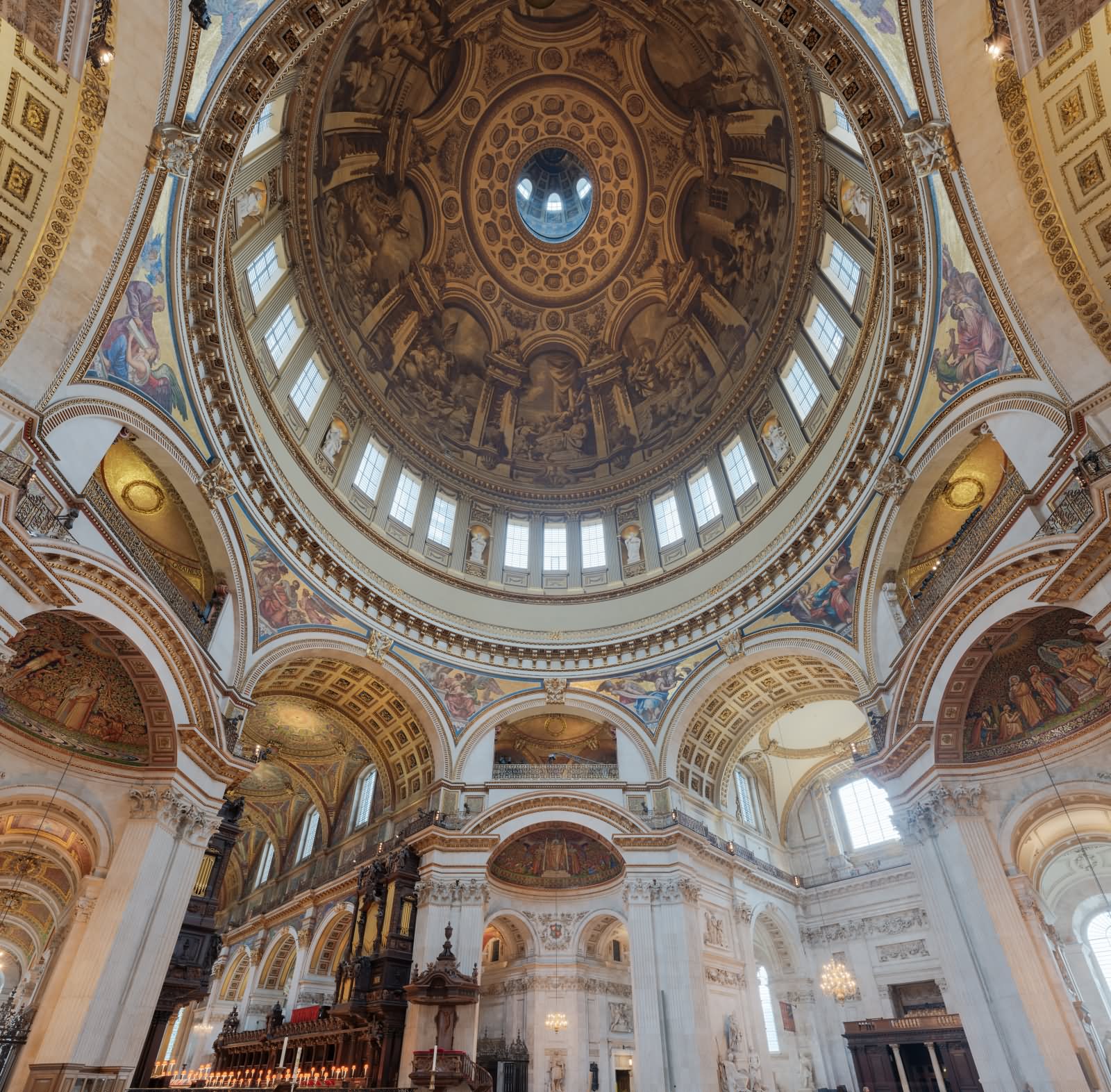 Beautiful Dome Inside St Paul's Cathedral, London