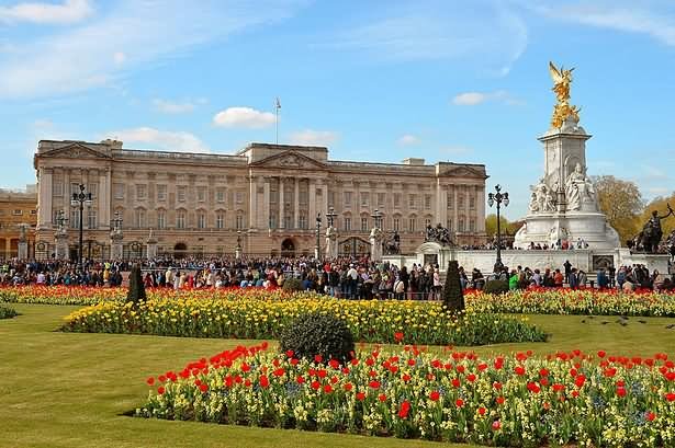 Beautiful Garden In Front Of The Buckingham Palace