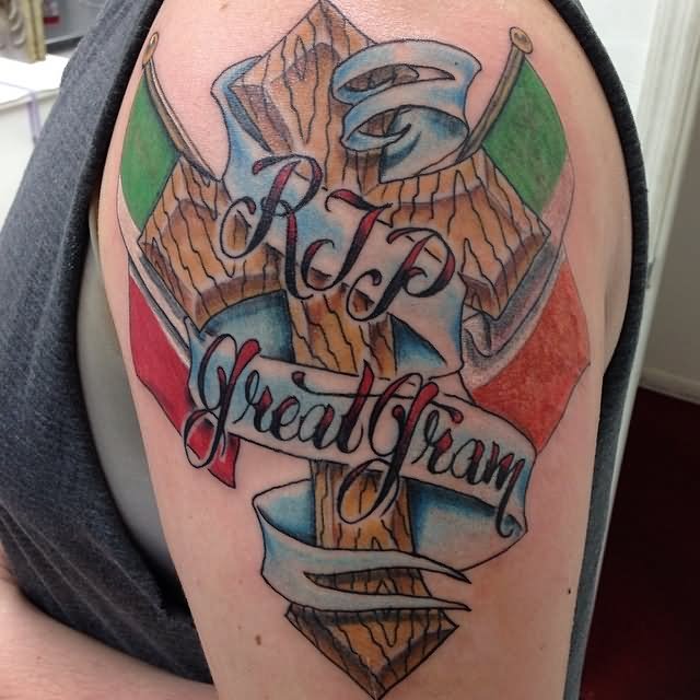 Beautiful Irish Tattoo On Left Shoulder