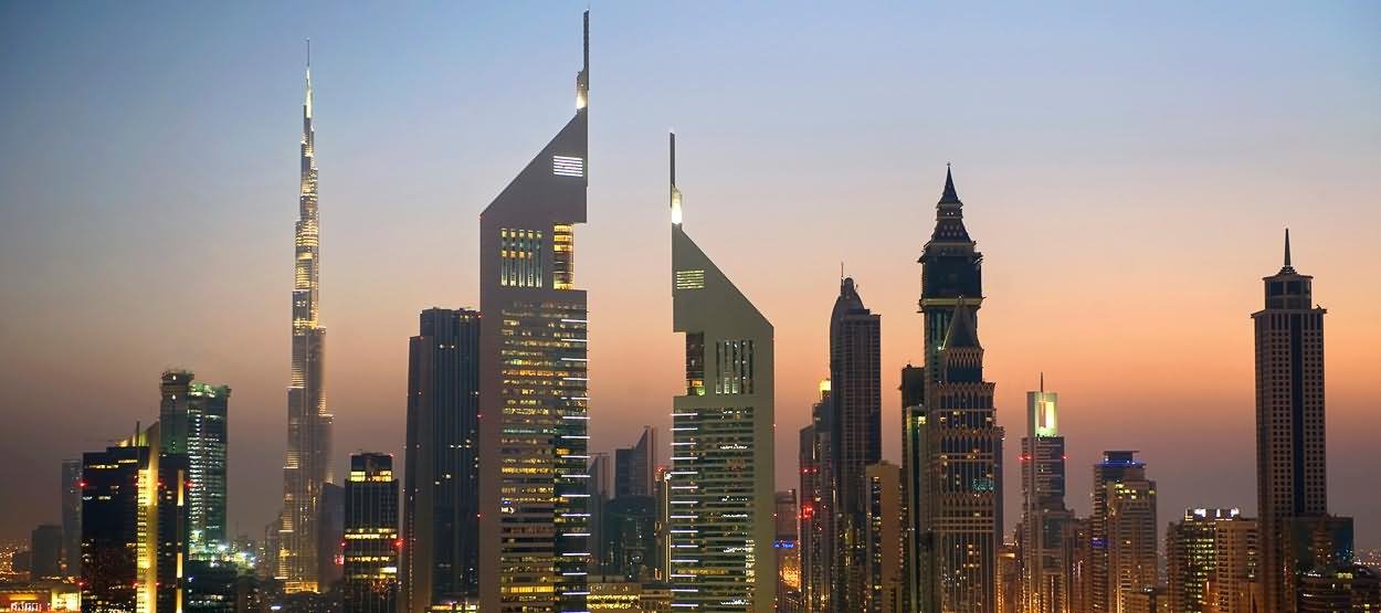 Beautiful Night View Of Emirates Towers