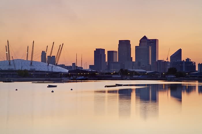 Beautiful The O2 And Canary Wharf At Sunset