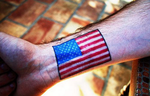 Beautiful US International Flag Tattoo On Wrist