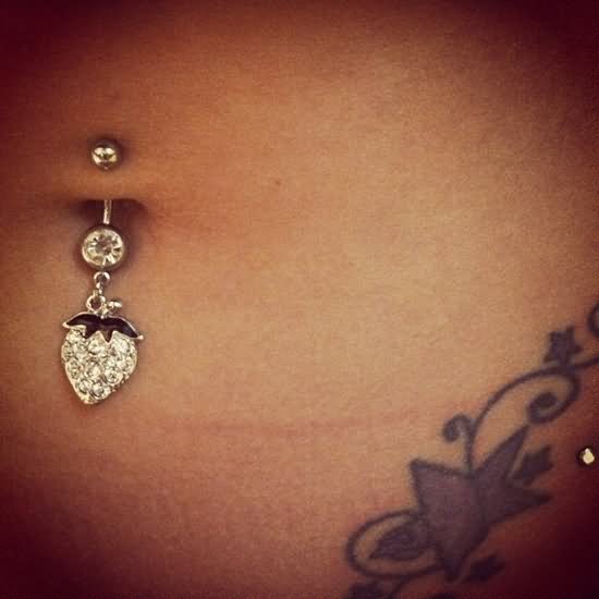 Belly Piercing With Beautiful Heart Jewelry