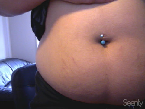 Belly Piercing With Blue Stud