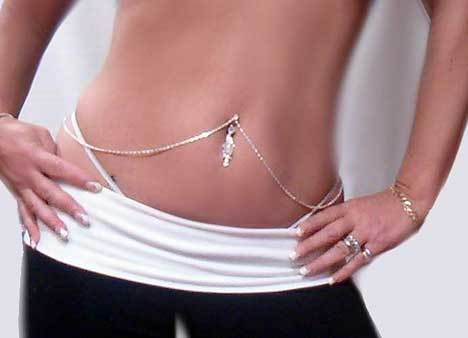 Belly Piercing With Chain Jewelry