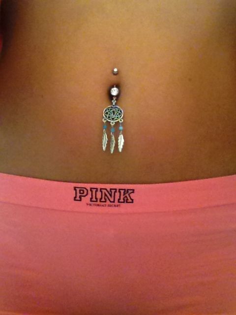 Belly Piercing With Dreamcatcher Jewelry