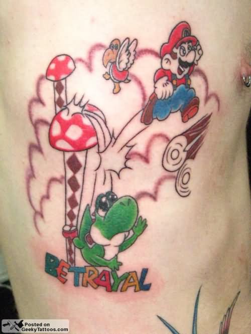 Betrayal Video Game Tattoo On Side Rib