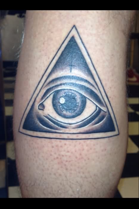 Black And Grey Eye In Pyramid Tattoo Design By Iris Lys