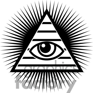 Black Outline Eye In Pyramid Tattoo Stencil