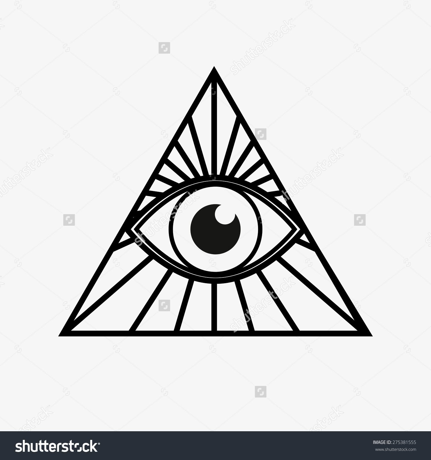 Black Outline Eye In Triangle Tattoo Stencil