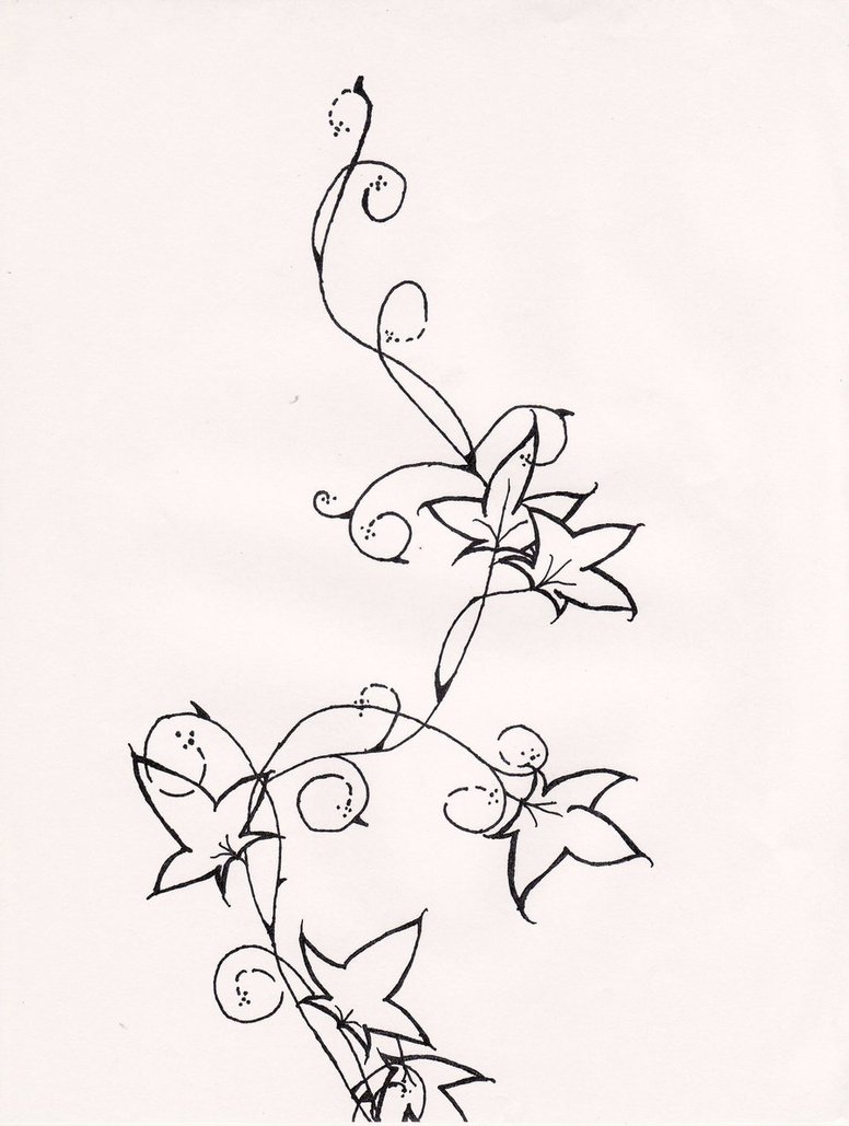 Black Outline Ivy Tattoo Stencil