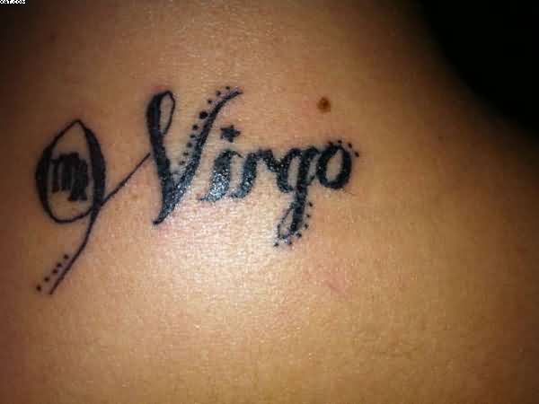 Black Virgo Word Tattoo Design