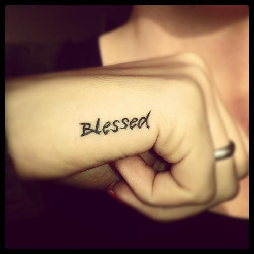 Blessed Word Tattoo Design For Men Hand