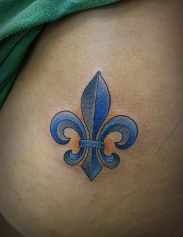 Blue Ink Fleur De Lis Tattoo by Chris Hold