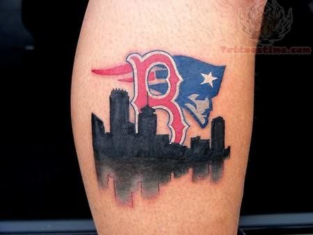 Boston Sports Tattoo On Leg