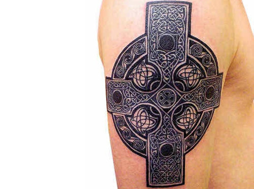 Celtic Cross Irish Tattoo On Half Sleeve
