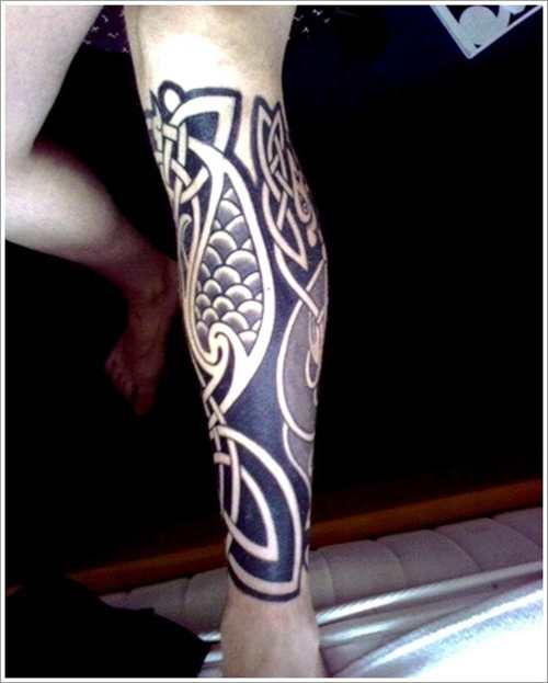 Celtic Design Tattoo On Leg